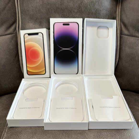 Apple iPhone Boxes - (1 white) 12 mini, 14 ProMax (1 purple & 1 Black) - Picture 5 of 5